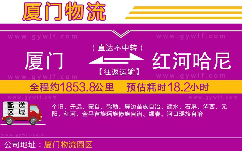 廈門(mén)到紅河哈尼族彝族自治州物流公司