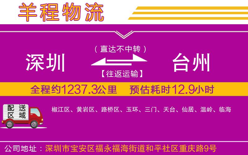 深圳到臺州貨運公司