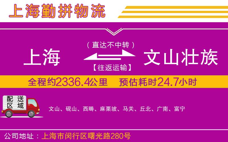上海到文山壯族苗族自治州貨運公司