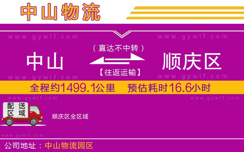 中山到順慶區(qū)物流公司