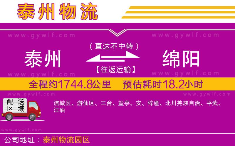 泰州到綿陽物流公司