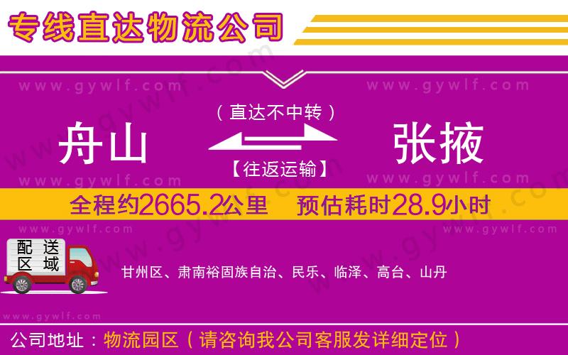 舟山到張掖物流公司