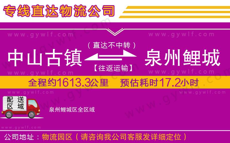 中山古鎮(zhèn)到泉州鯉城區(qū)物流公司