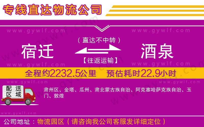 宿遷到酒泉物流公司