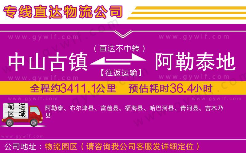 中山古鎮(zhèn)到阿勒泰地區(qū)物流公司