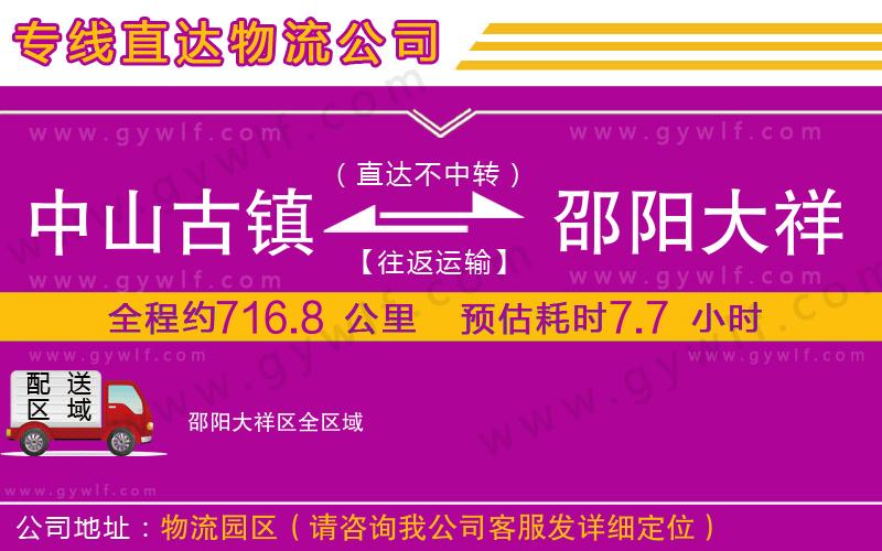 中山古鎮(zhèn)到邵陽大祥區(qū)物流公司