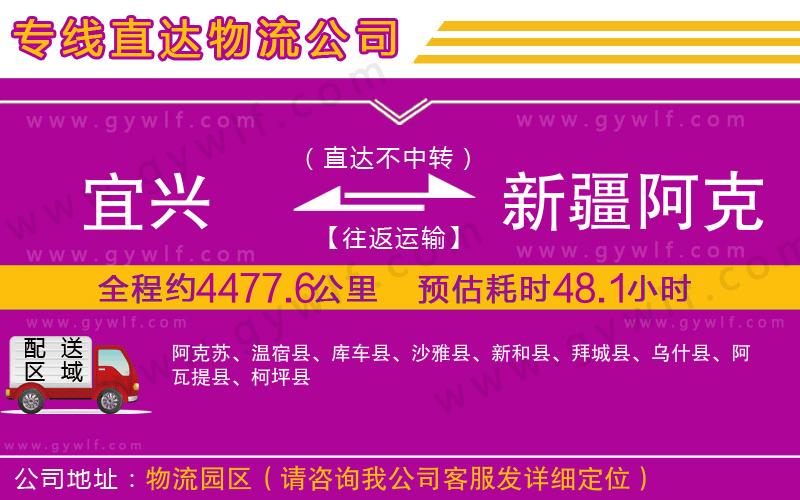 宜興到新疆阿克蘇地區(qū)物流公司