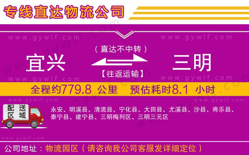 宜興到三明物流公司