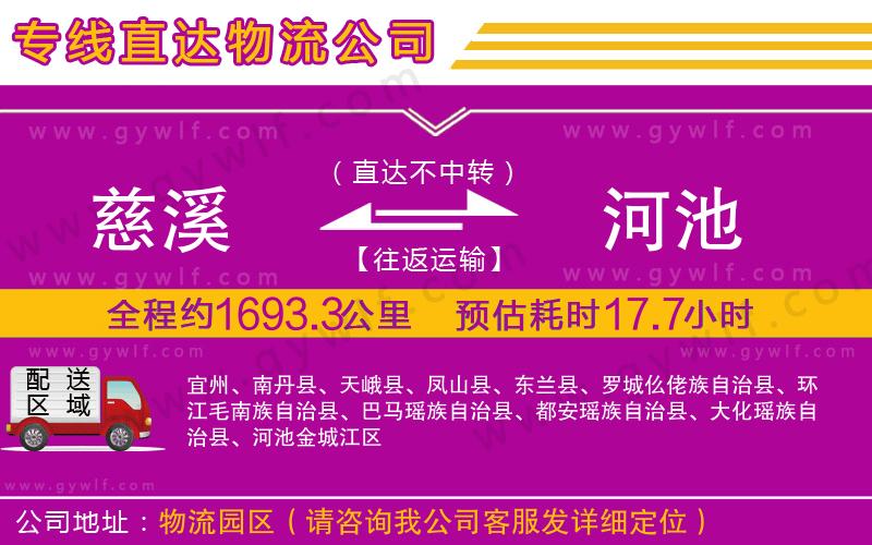 慈溪到河池物流公司