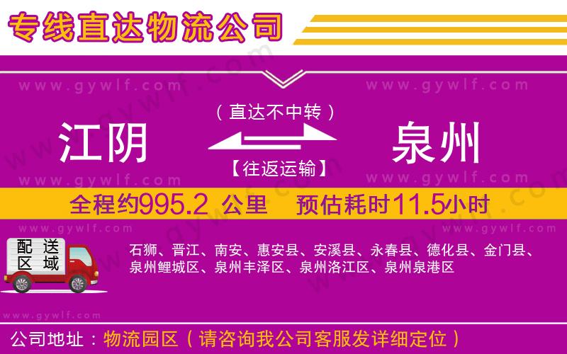 江陰到泉州物流公司