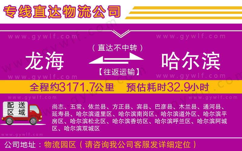 龍海到哈爾濱物流公司