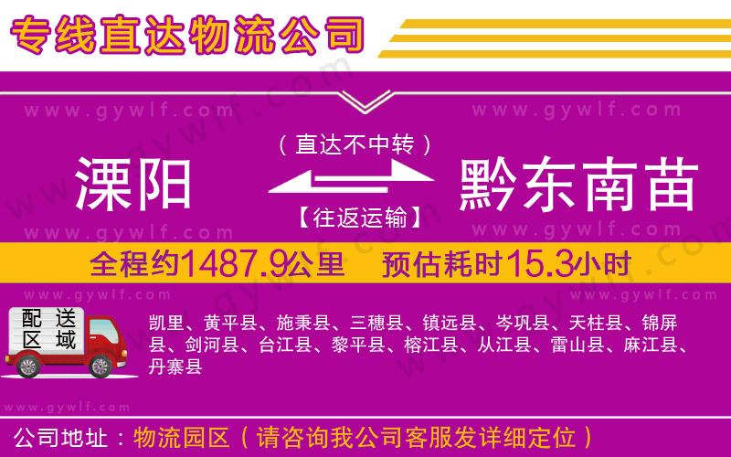 溧陽(yáng)到黔東南苗族侗族自治州物流公司