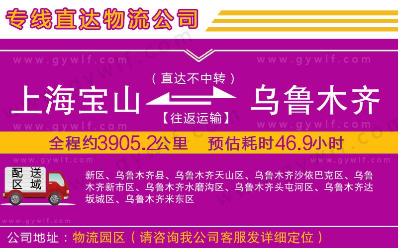 上海寶山區(qū)到烏魯木齊物流公司