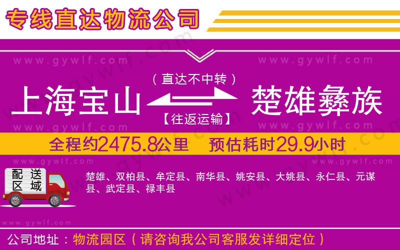 上海寶山區(qū)到楚雄彝族自治州物流公司