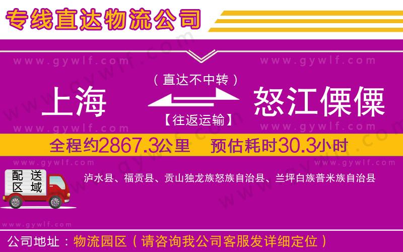 上海到怒江傈僳族自治州物流專線