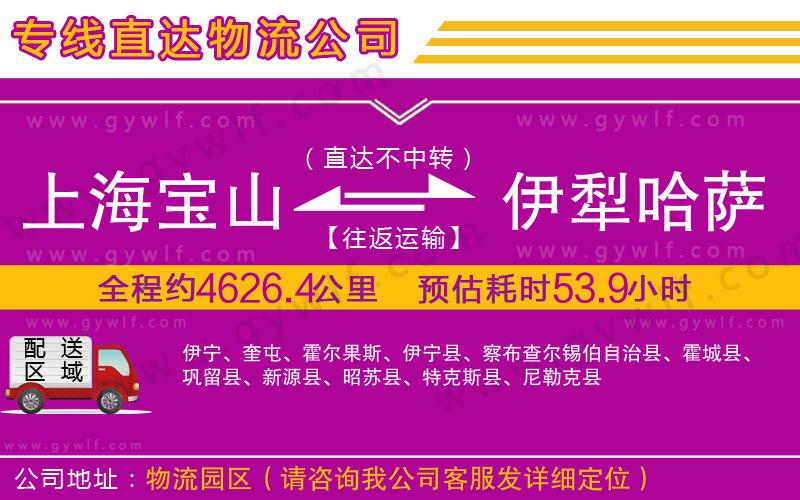 上海寶山區(qū)到伊犁哈薩克自治州物流公司