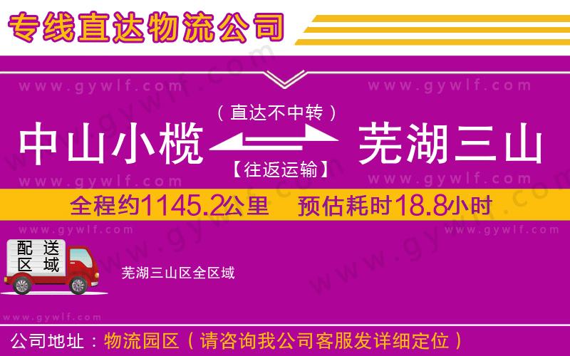 中山小欖到蕪湖三山區(qū)物流公司