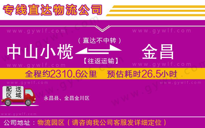 中山小欖到金昌物流公司