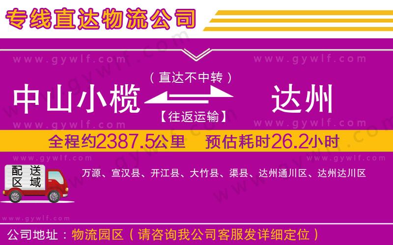 中山小欖到達州物流公司