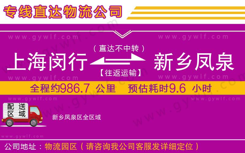 上海閔行區(qū)到新鄉(xiāng)鳳泉區(qū)物流公司