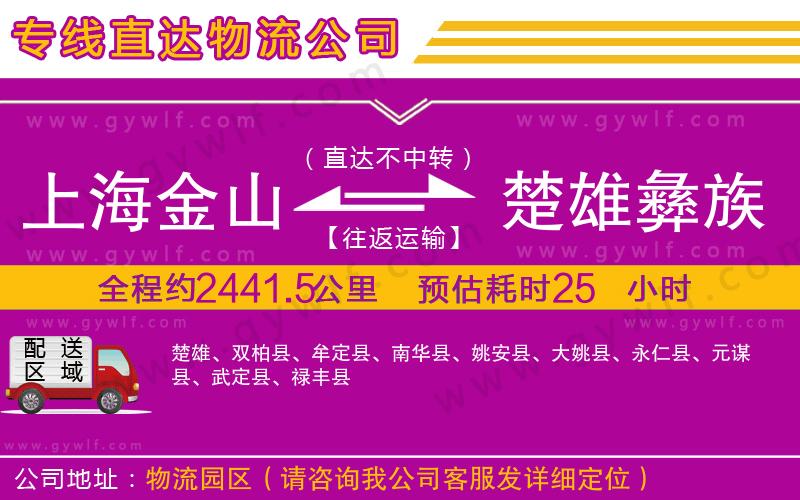 上海金山區(qū)到楚雄彝族自治州物流公司