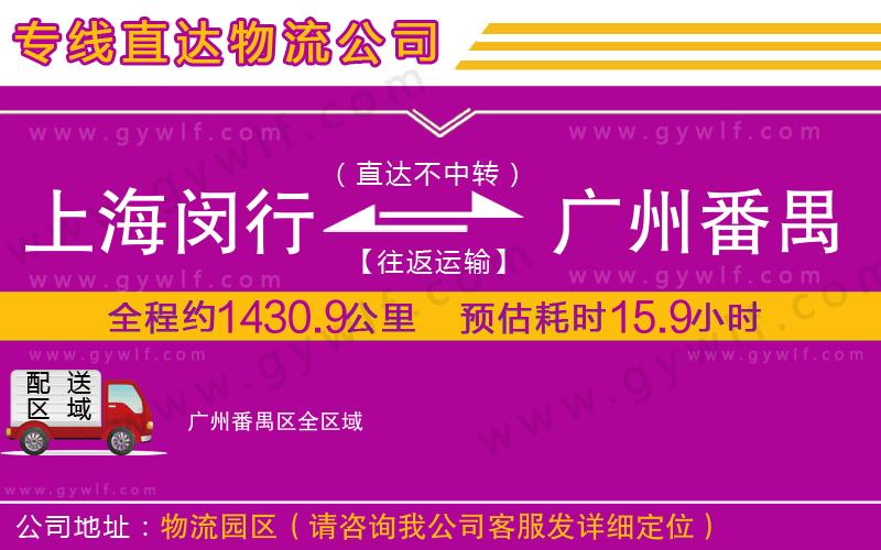上海閔行區(qū)到廣州番禺區(qū)物流公司