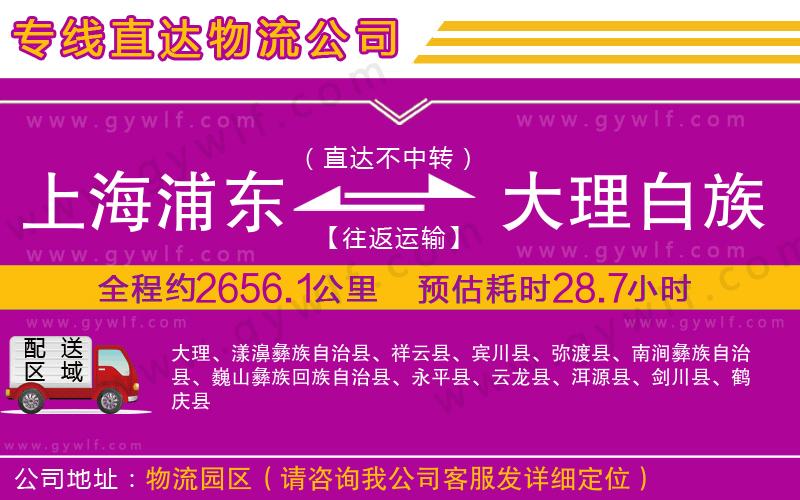 上海浦東區(qū)到大理白族自治州物流公司