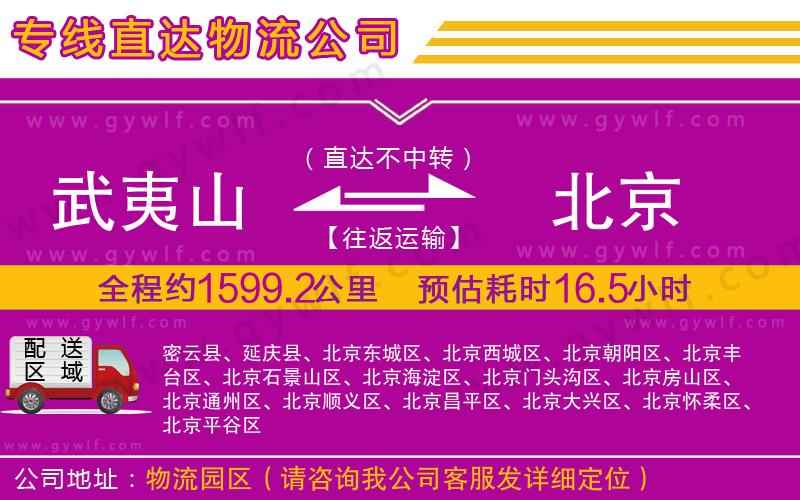 武夷山到北京物流公司