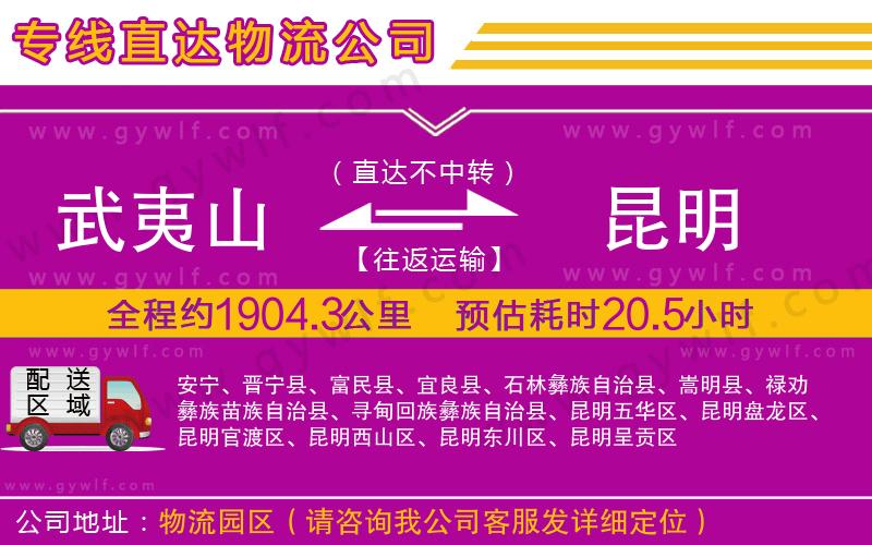 武夷山到昆明物流公司