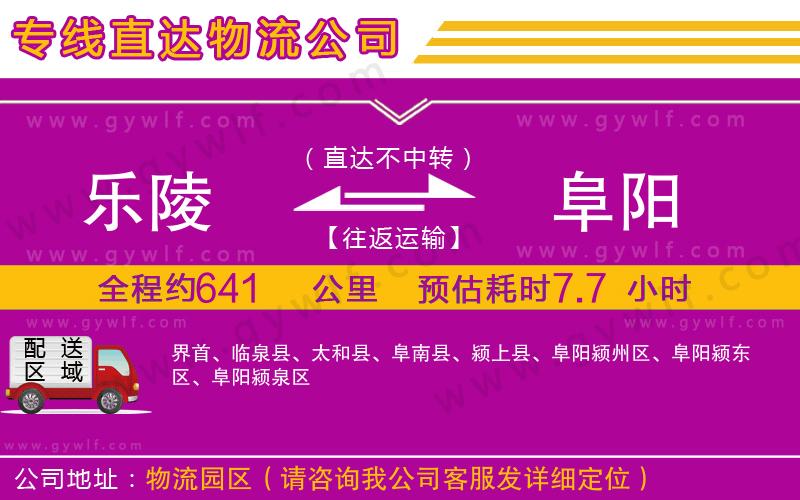 樂陵到阜陽物流公司