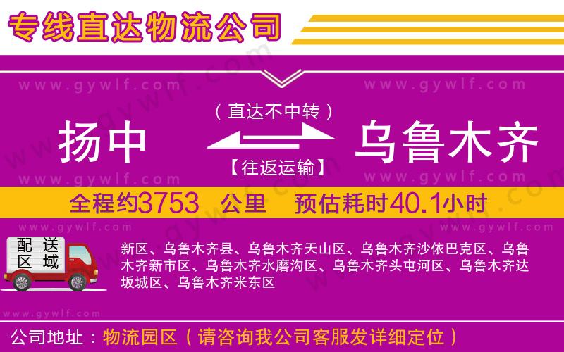 揚中到烏魯木齊物流公司