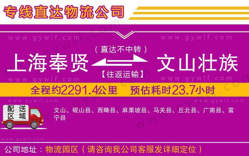 上海奉賢區(qū)到文山壯族苗族自治州物流公司
