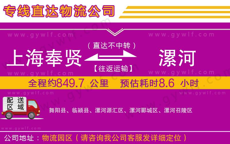 上海奉賢區(qū)到漯河物流公司