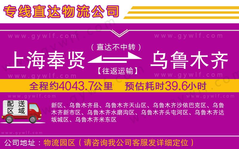 上海奉賢區(qū)到烏魯木齊物流公司