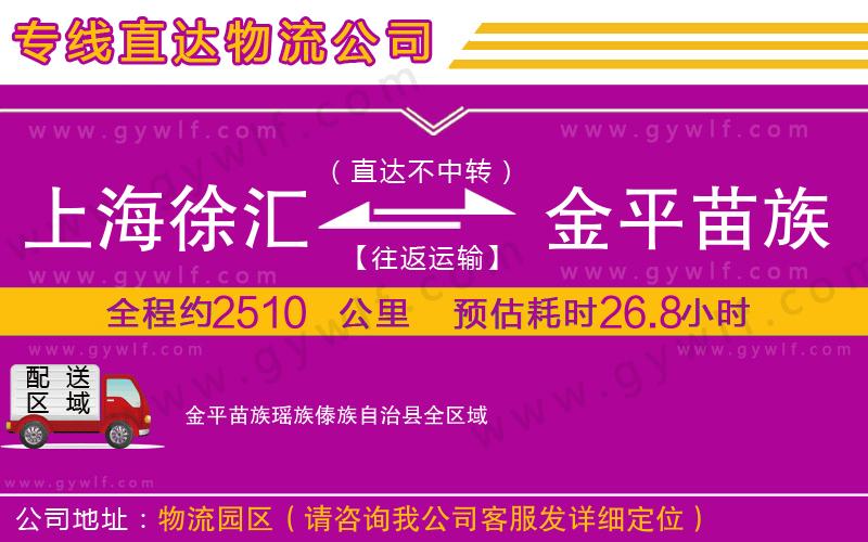 上海徐匯區(qū)到金平苗族瑤族傣族自治縣物流公司