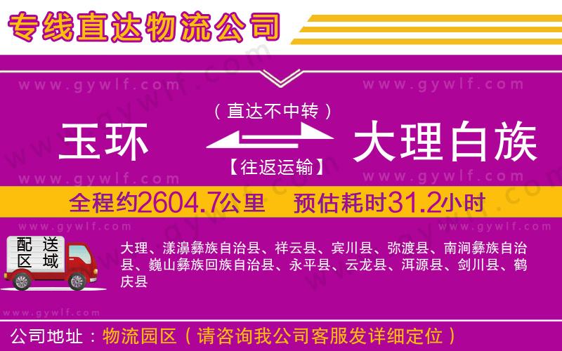 玉環(huán)到大理白族自治州物流公司