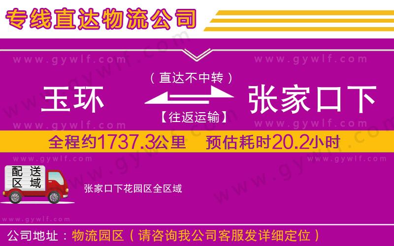 玉環(huán)到張家口下花園區(qū)物流公司